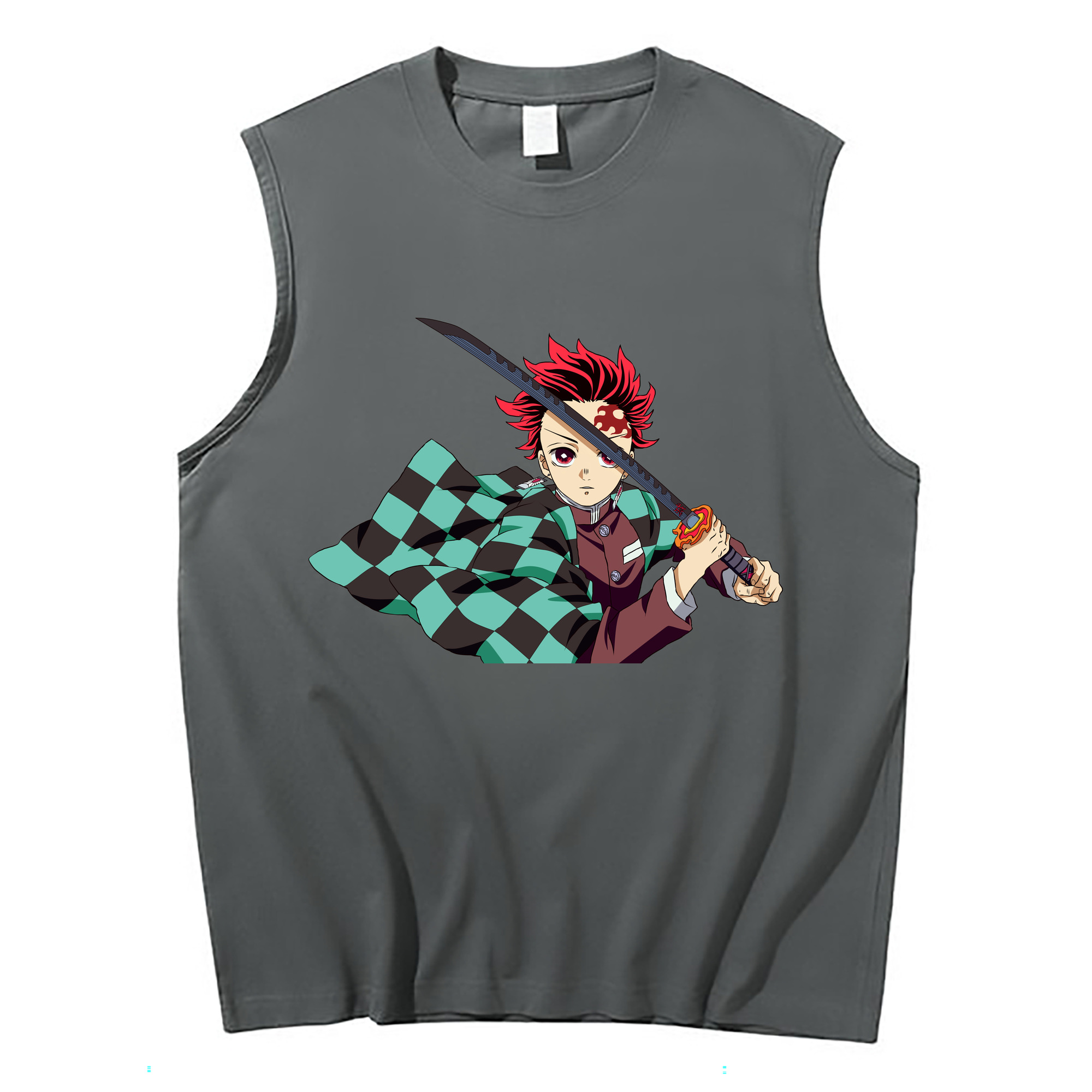 （画像用） 鬼滅の刃 竈門 炭治郎／かまど たんじろう Kamado Tanjirou コットン100％タンクトップ（フロントプリント）